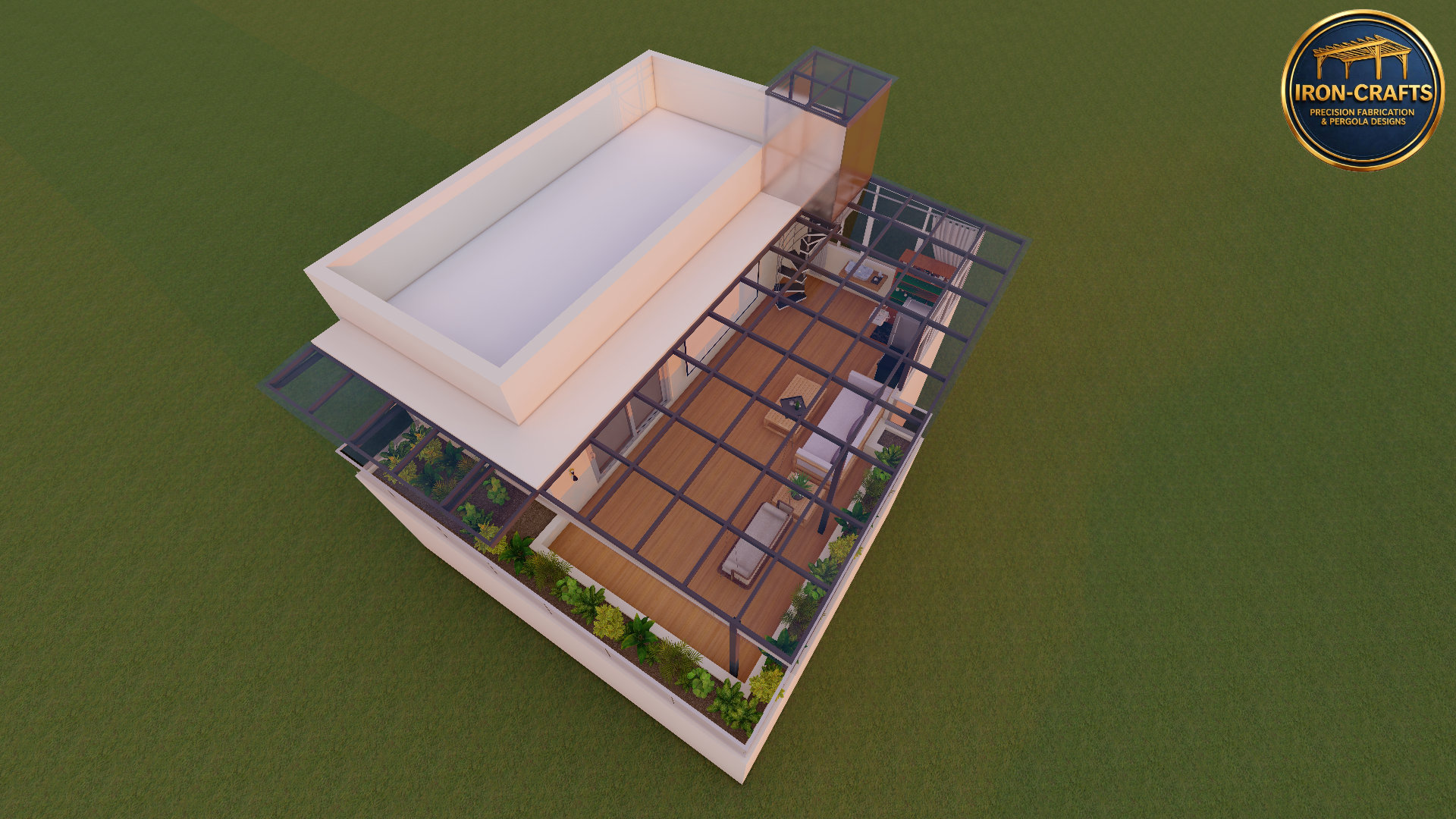 3D Glass Pergola Design